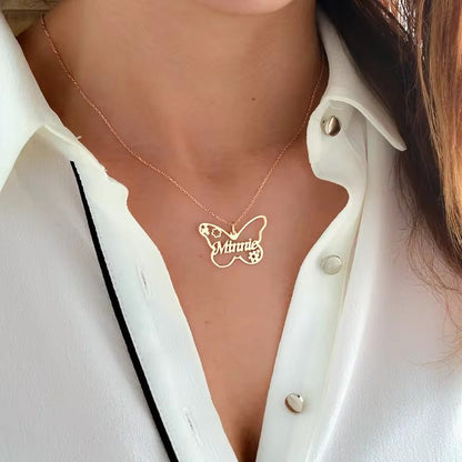 Personalized Butterfly Name Necklace