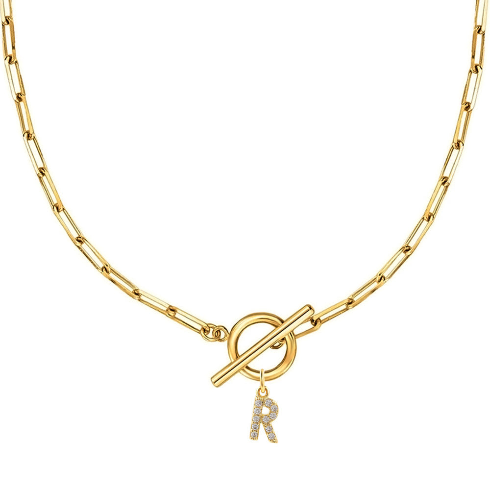 Personalized Pave Initial Toggle Necklace