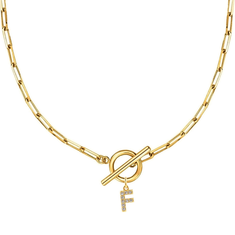 Personalized Pave Initial Toggle Necklace