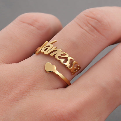 Personalized Name Ring with Heart Accent