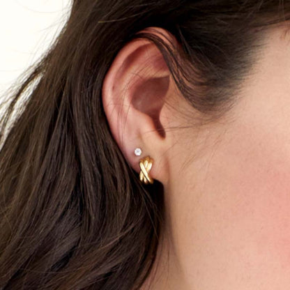 Elegant Twisted Knot 925 Sterling Silver Hoop Earrings