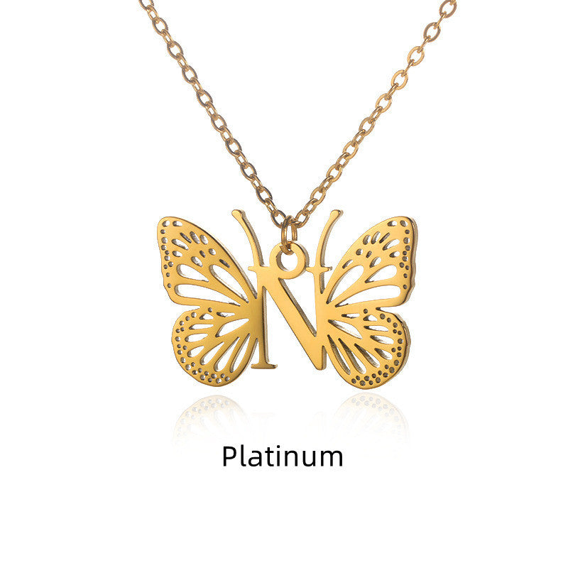 Initial Butterfly Necklace – Personalized Wings