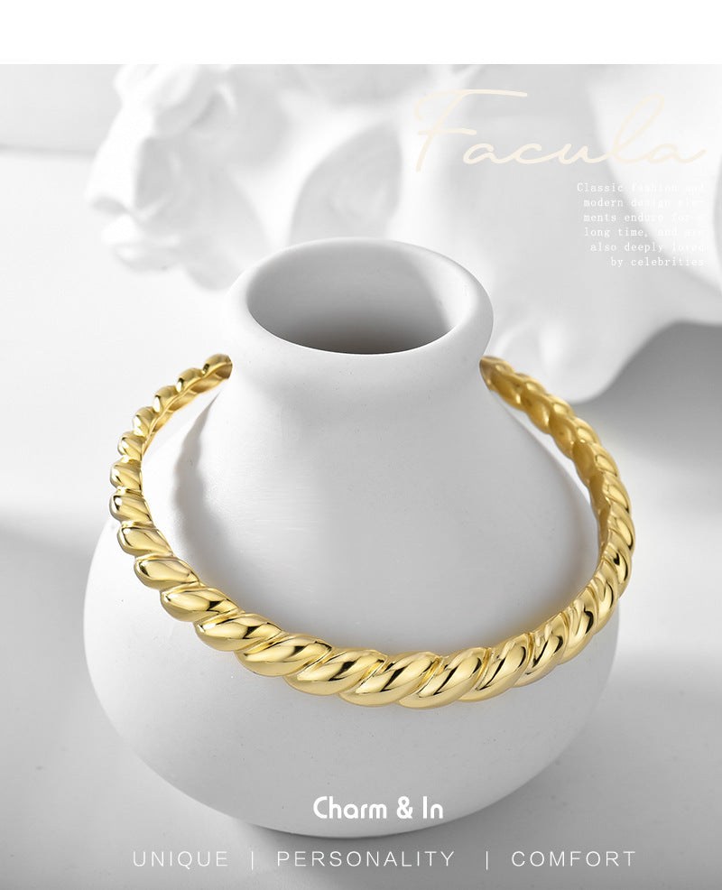 Twisted Elegance Cuff Bracelet – Gold or Silver