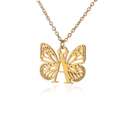 Initial Butterfly Necklace – Personalized Wings