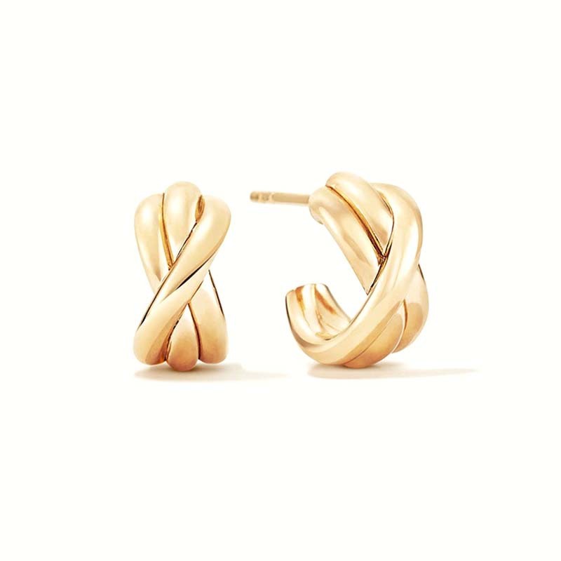 Elegant Twisted Knot 925 Sterling Silver Hoop Earrings