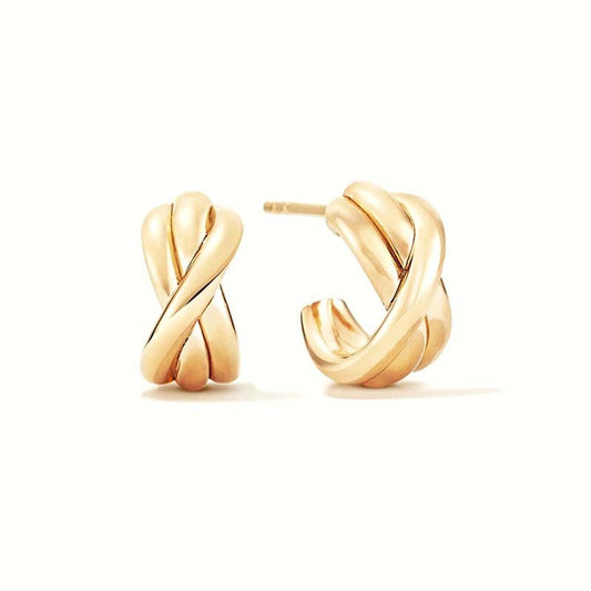 Elegant Twisted Knot 925 Sterling Silver Hoop Earrings