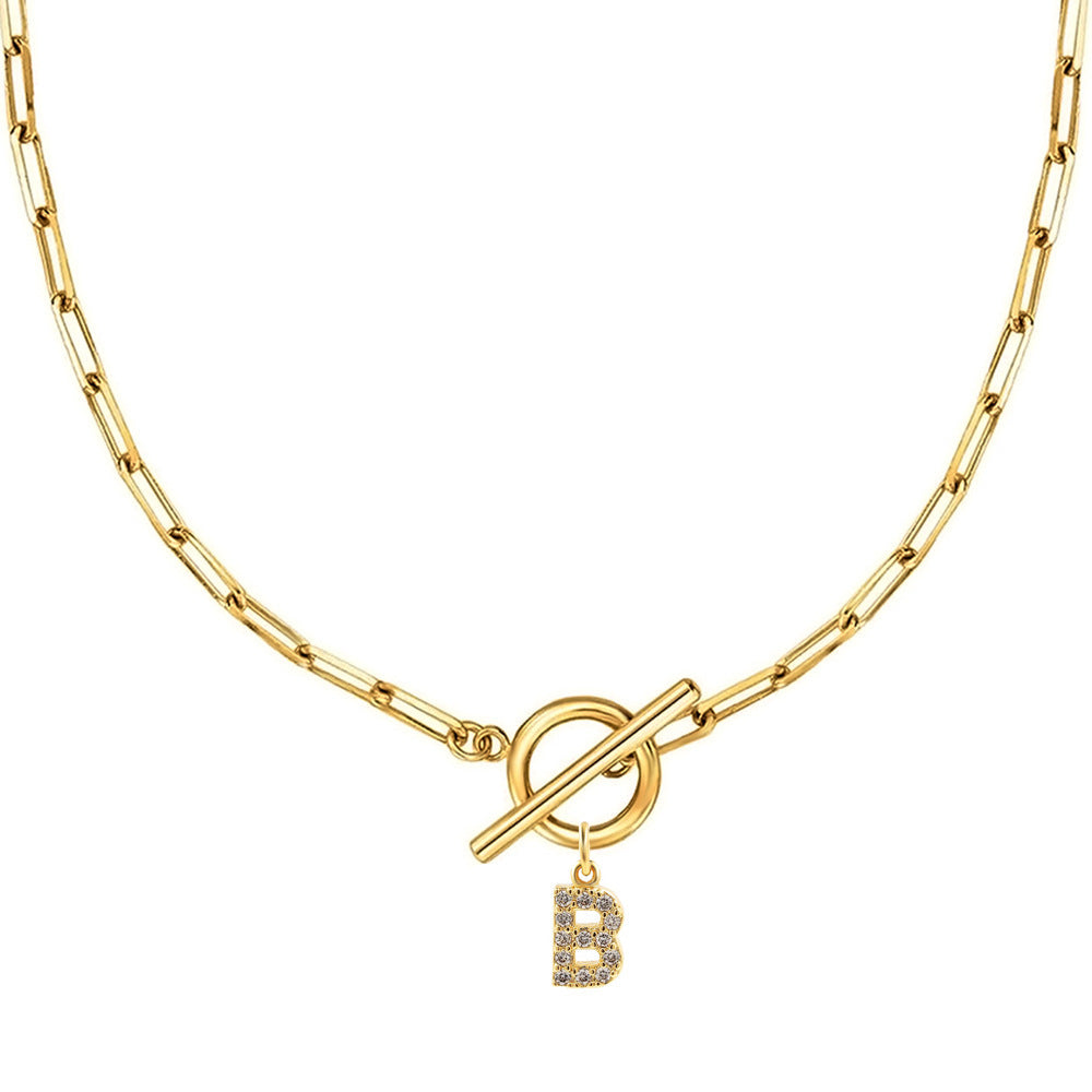 Personalized Pave Initial Toggle Necklace