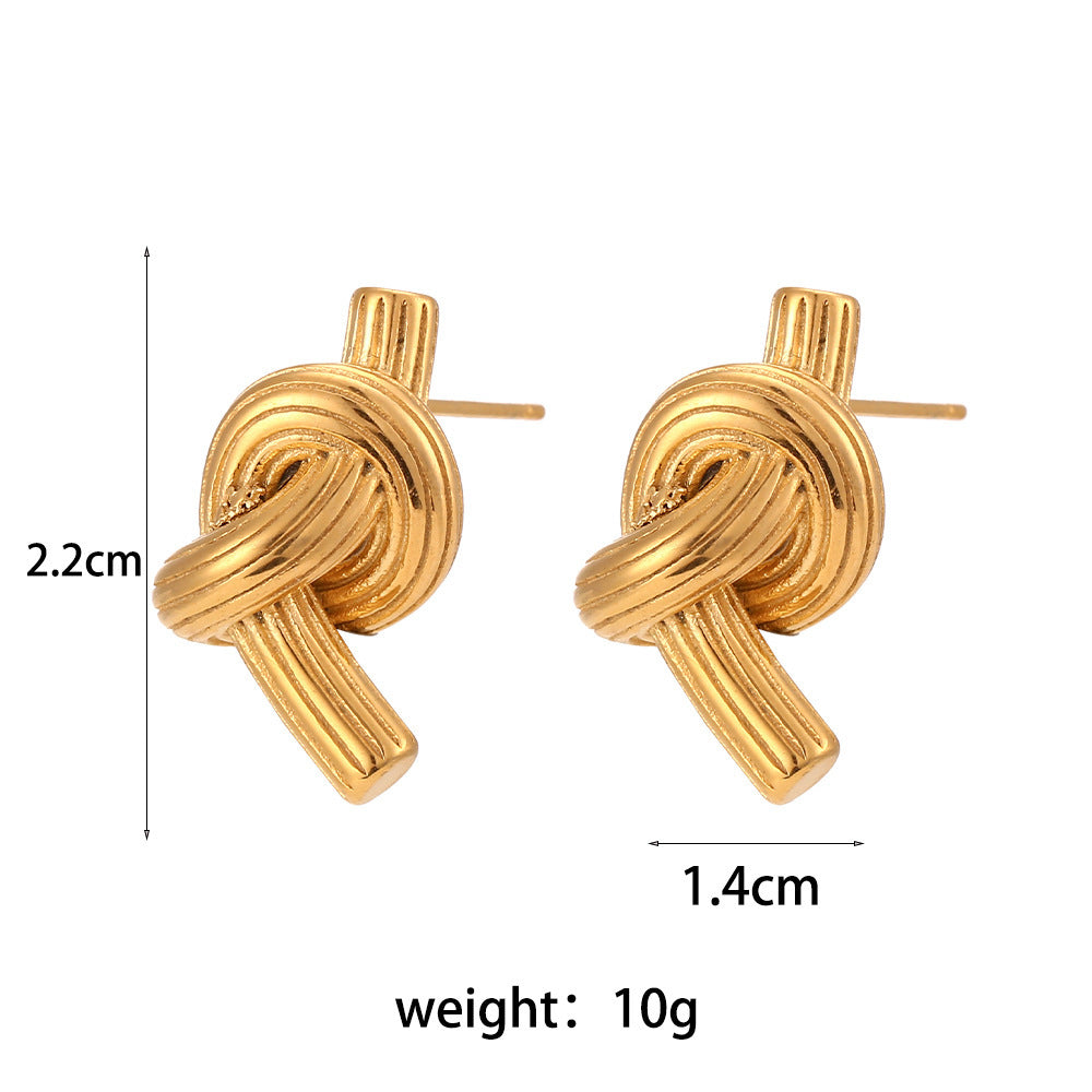 Gold Knotted Stud Earrings