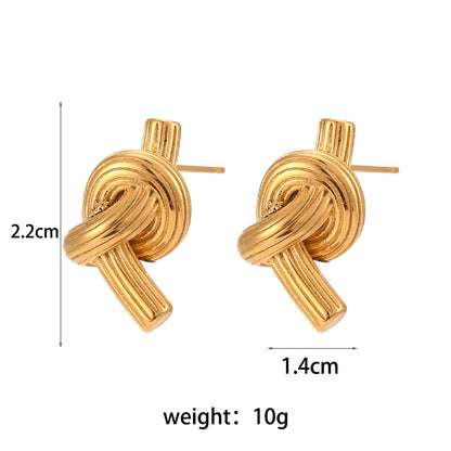 Gold Knotted Stud Earrings