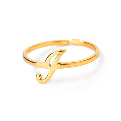 Letter Gold Adjustable Initial Ring