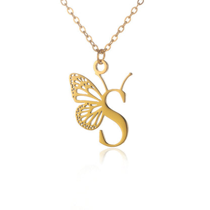 Initial Butterfly Necklace – Personalized Wings