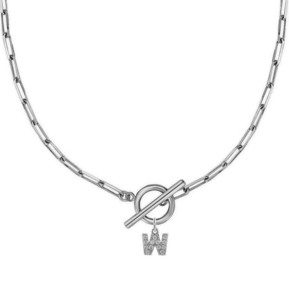Personalized Pave Initial Toggle Necklace