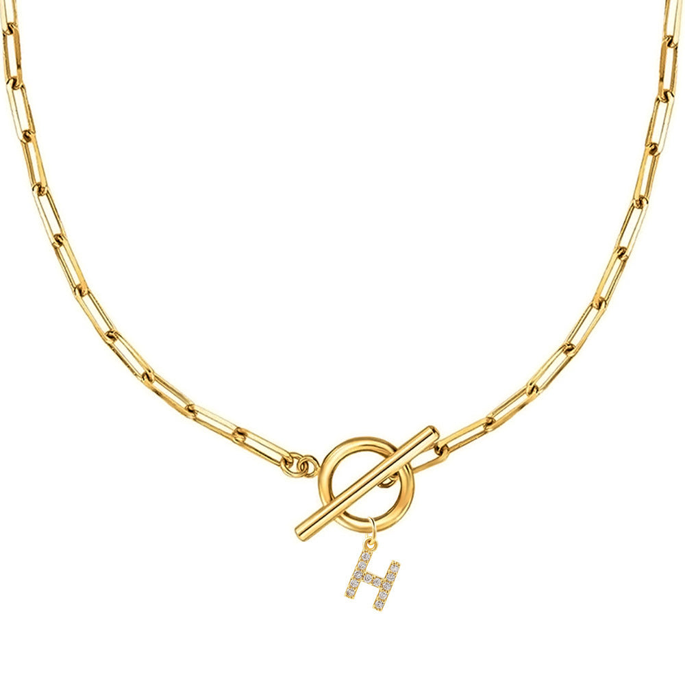 Personalized Pave Initial Toggle Necklace