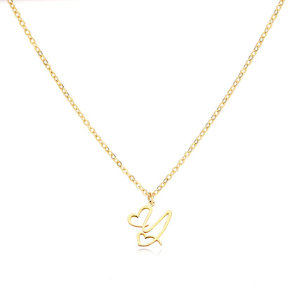 Gold Script Initial Necklace with Heart Accent – A to Z
