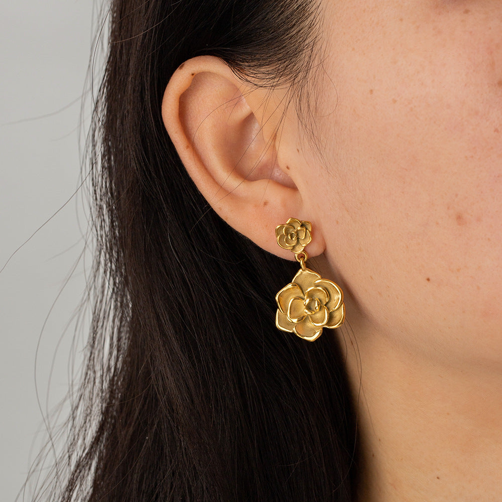 Bold Bloom Rose Drop Earrings