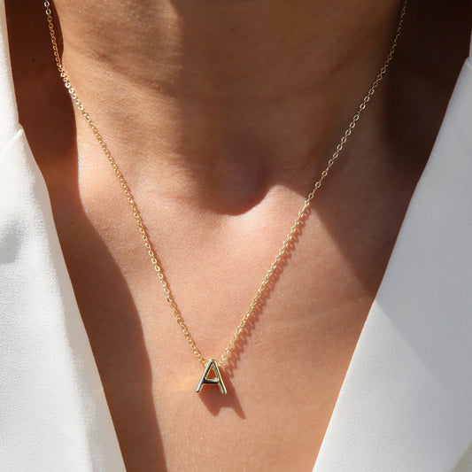 Minimalist Gold Initial Necklace – A-Z Letters