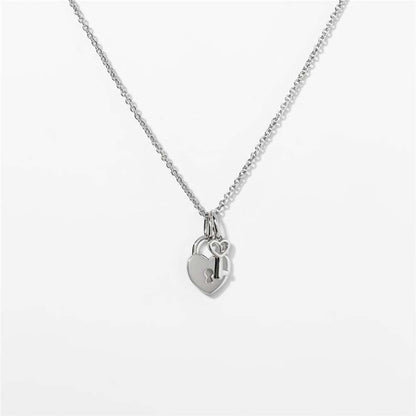 Heart Lock & Key Pendant Necklace – Gold or Silver
