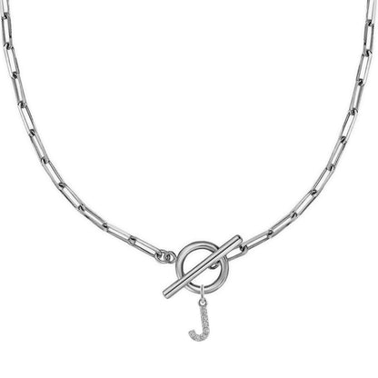 Personalized Pave Initial Toggle Necklace