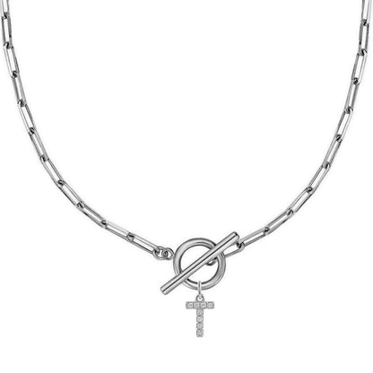 Personalized Pave Initial Toggle Necklace