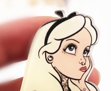 Cartoon cute tattoo girl brooch