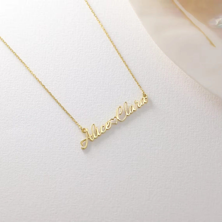 Double Name Heart Necklace – Two Souls, One Chain