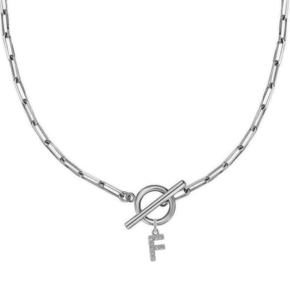 Personalized Pave Initial Toggle Necklace