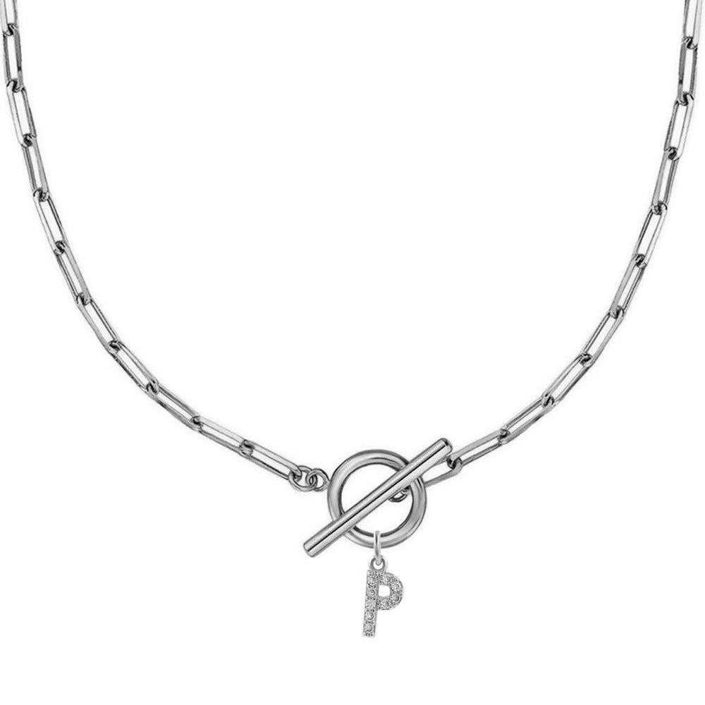 Personalized Pave Initial Toggle Necklace