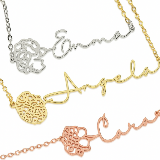 Personalized Birth Flower Name Bracelet