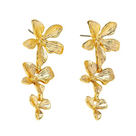 Gold Cascading Floral Drop Earrings