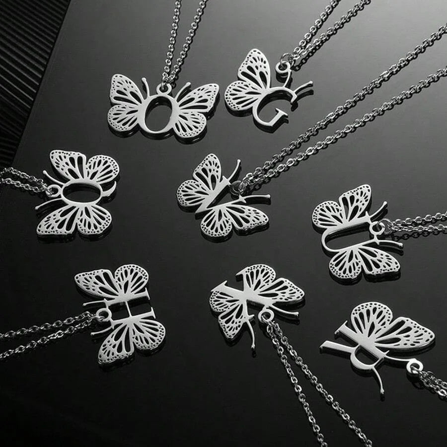 Initial Butterfly Necklace – Personalized Wings