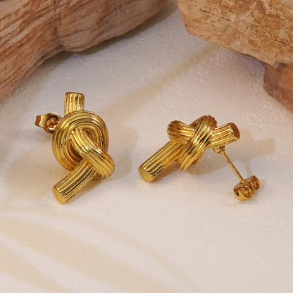 Gold Knotted Stud Earrings