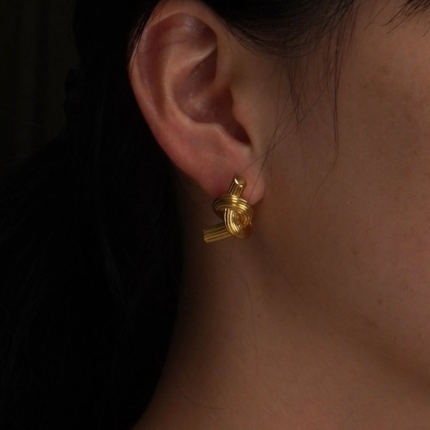 Gold Knotted Stud Earrings