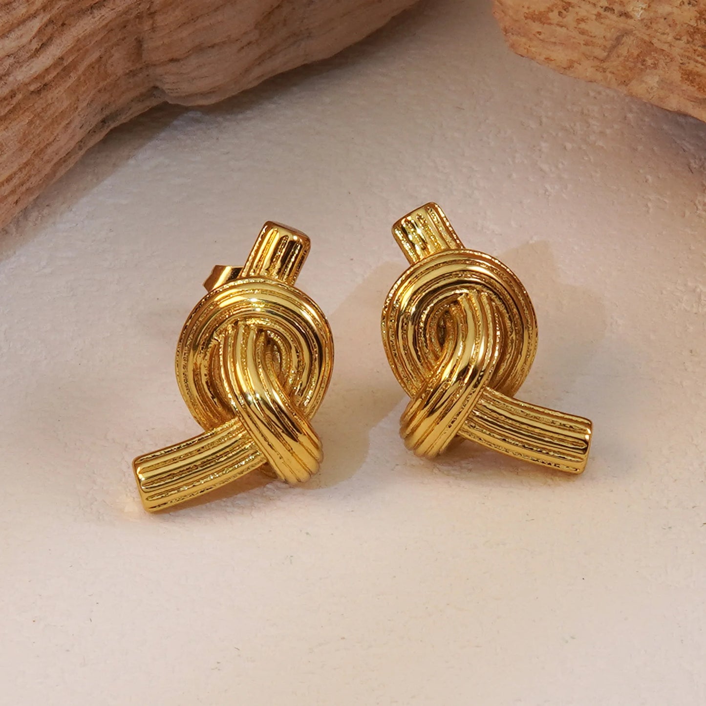 Gold Knotted Stud Earrings