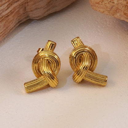Gold Knotted Stud Earrings