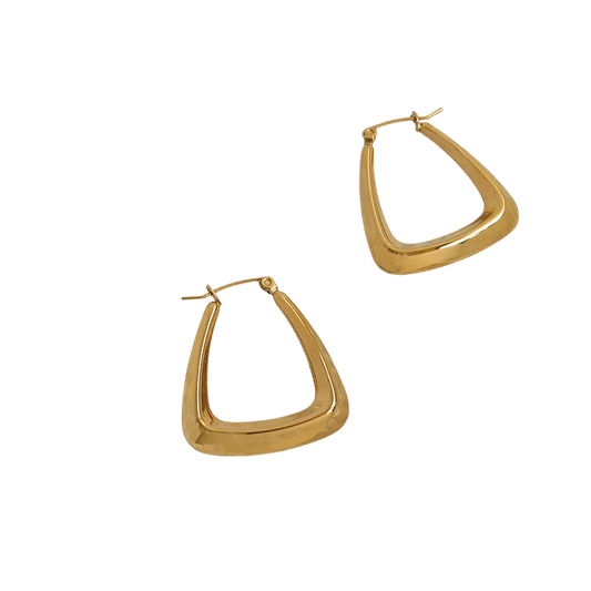 Bold Gold Triangle Geometric Hoop Earrings