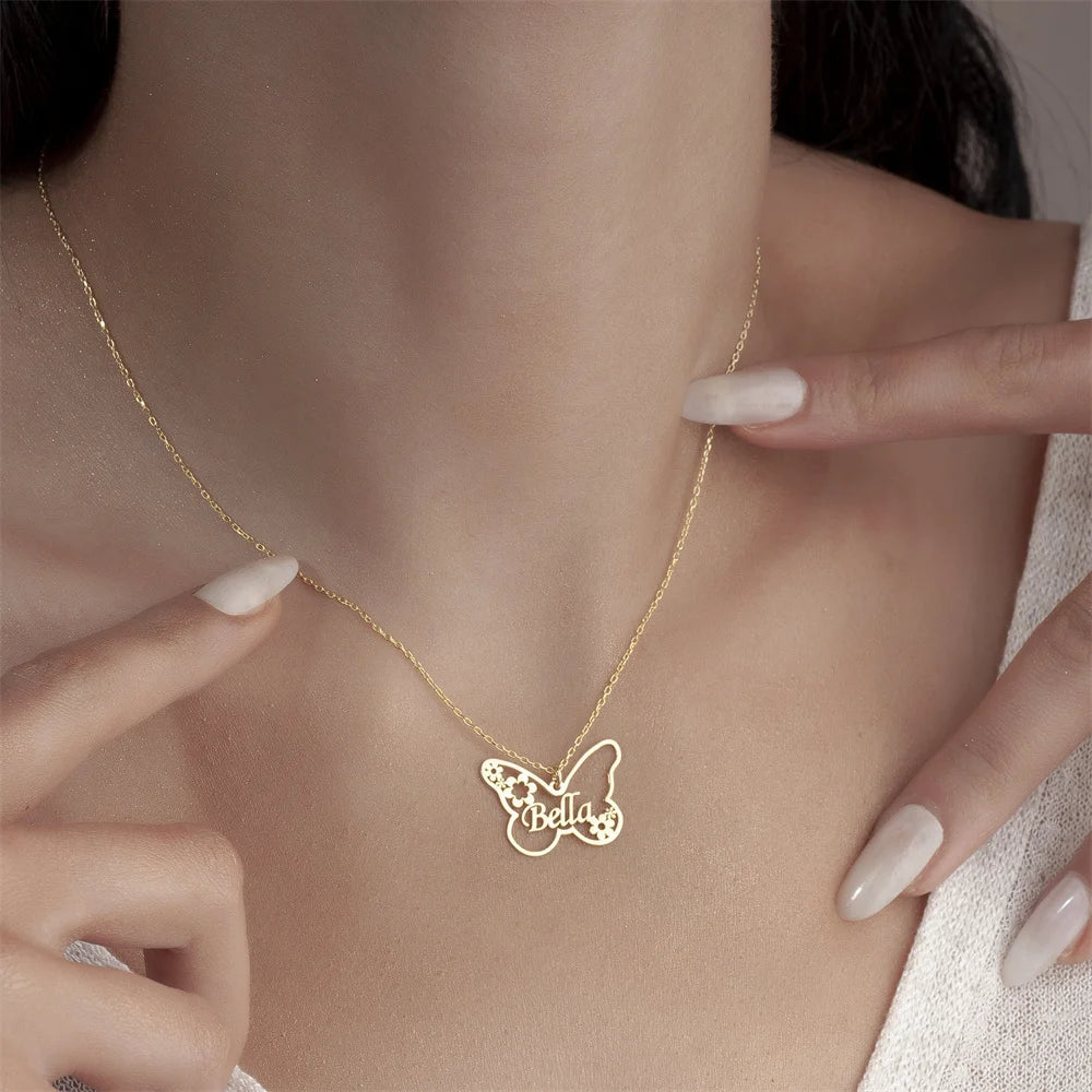 Personalized Butterfly Name Necklace