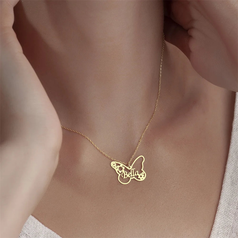 Personalized Butterfly Name Necklace