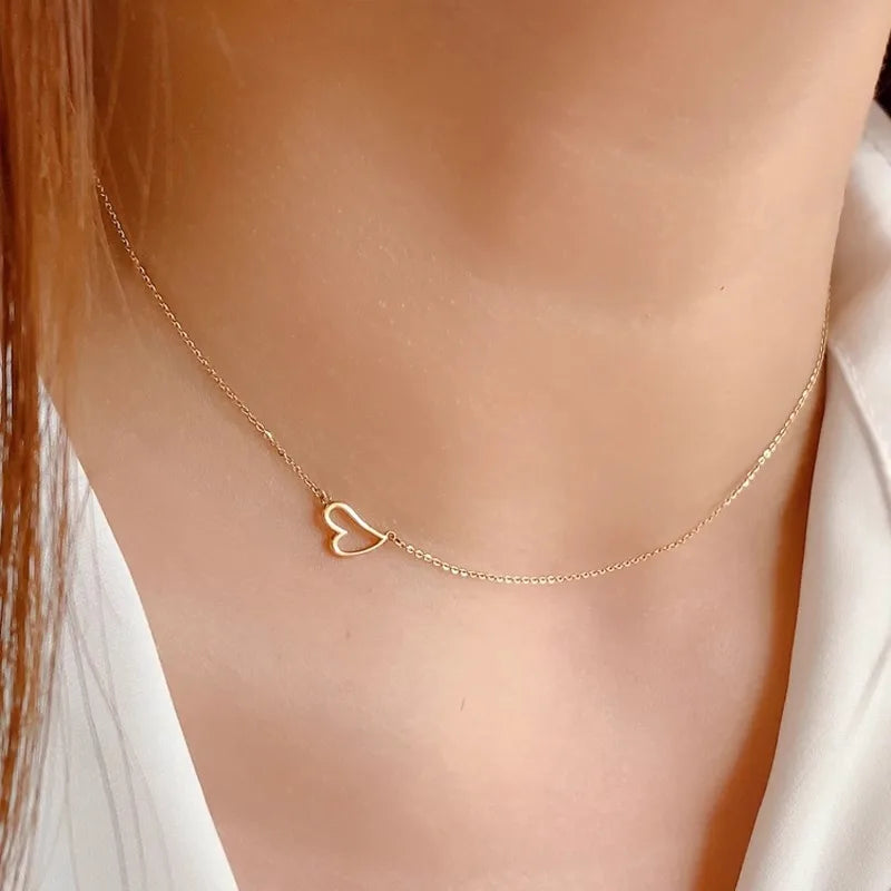 Dainty Asymmetrical Clavicle Heart Necklace