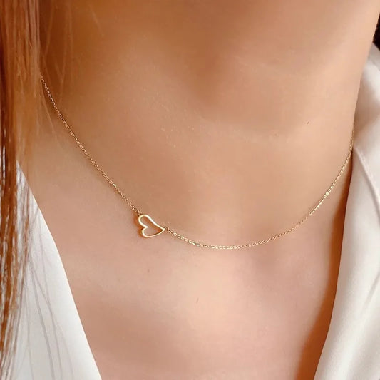 Dainty Asymmetrical Clavicle Heart Necklace