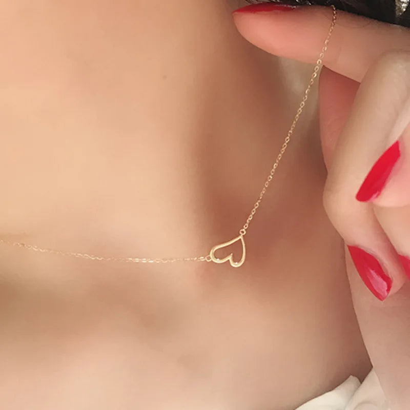 Dainty Asymmetrical Clavicle Heart Necklace
