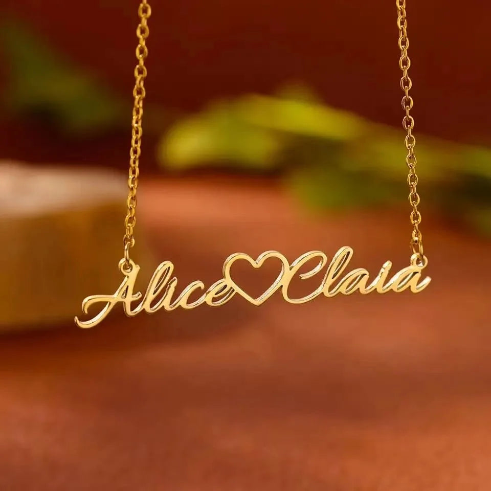 Double Name Heart Necklace – Two Souls, One Chain