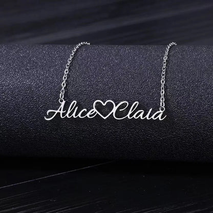 Double Name Heart Necklace – Two Souls, One Chain