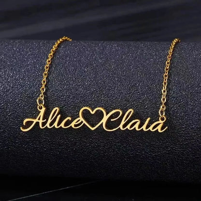 Double Name Heart Necklace – Two Souls, One Chain