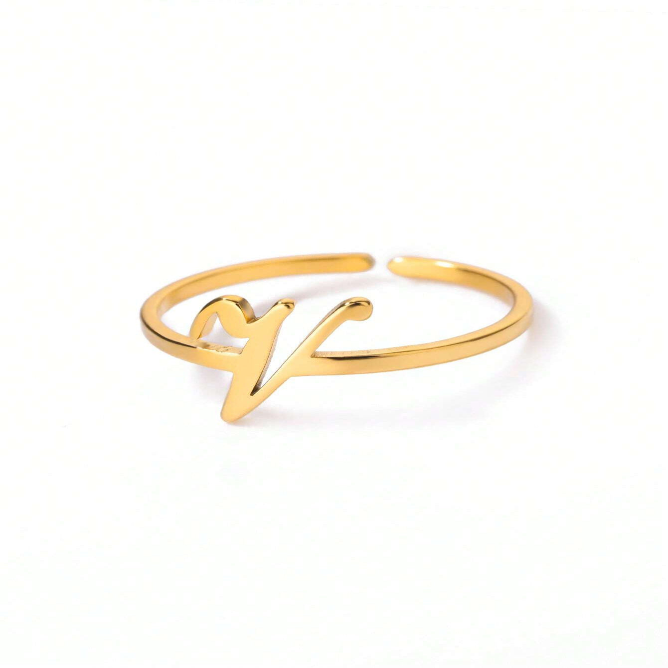 Letter Gold Adjustable Initial Ring