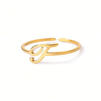 Letter Gold Adjustable Initial Ring
