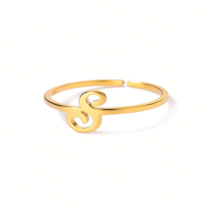 Letter Gold Adjustable Initial Ring