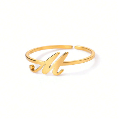 Letter Gold Adjustable Initial Ring