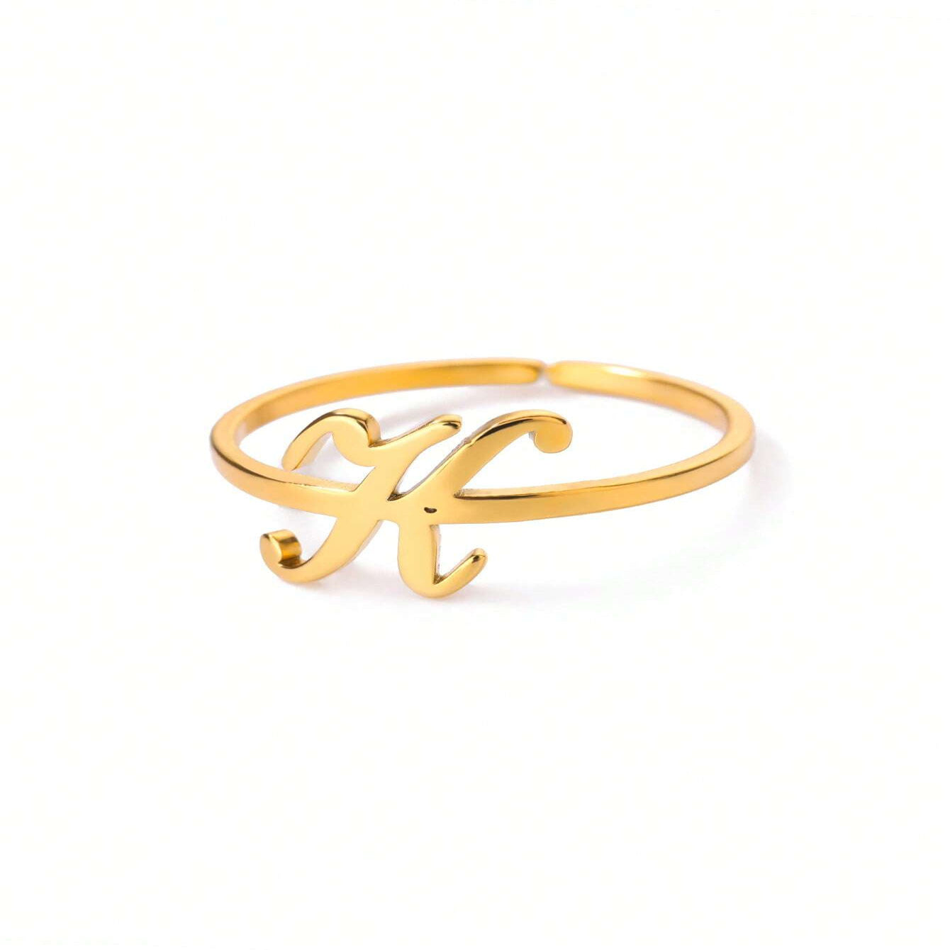 Letter Gold Adjustable Initial Ring