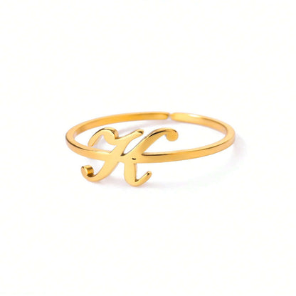 Letter Gold Adjustable Initial Ring