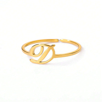 Letter Gold Adjustable Initial Ring